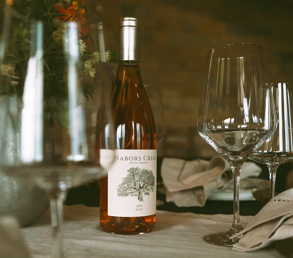 Nabors Creek wine place on a table setting ready for a special private event.