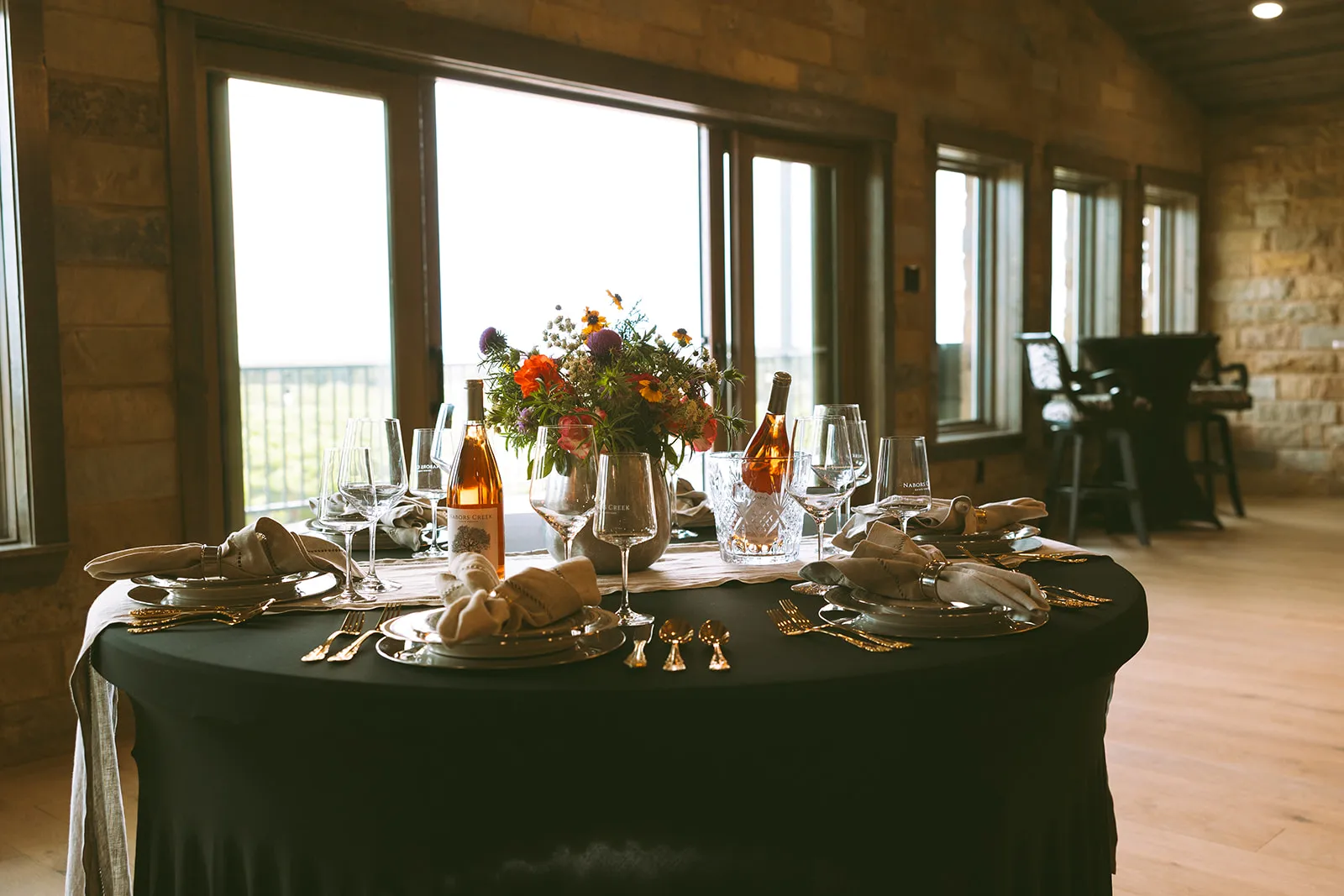 Nabors Creek wine place on a table setting ready for a special private event.